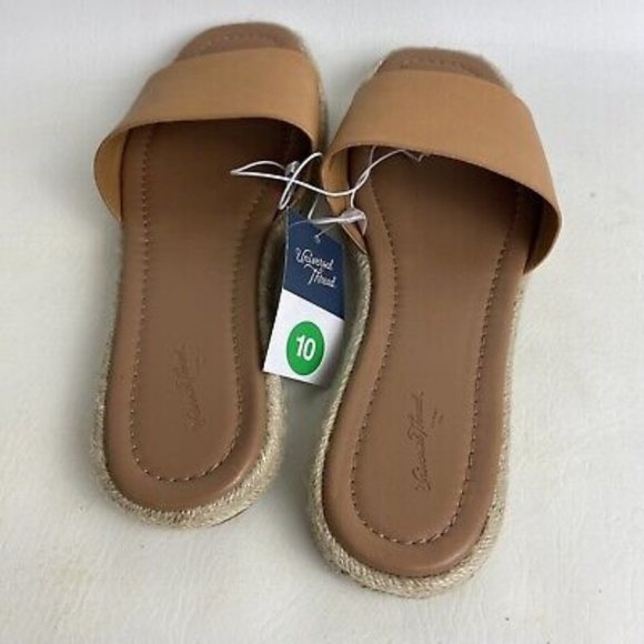 Universal Thread Maren Square Toe Espadrille Slide Sandals Natural 9 - Picture 4 of 4